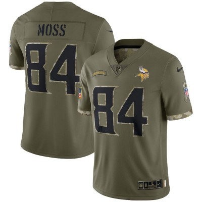 Minnesota Minnesota Vikings #84 Randy Moss Nike Men's 2022 Salute To Service Limited Jersey - Olive Men's